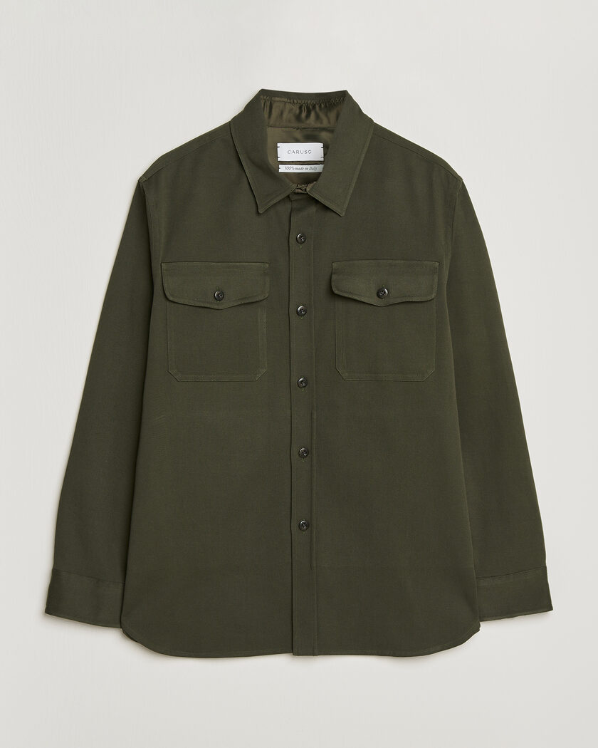 Caruso Twill Cotton Overshirt Dark Green – Vihreä