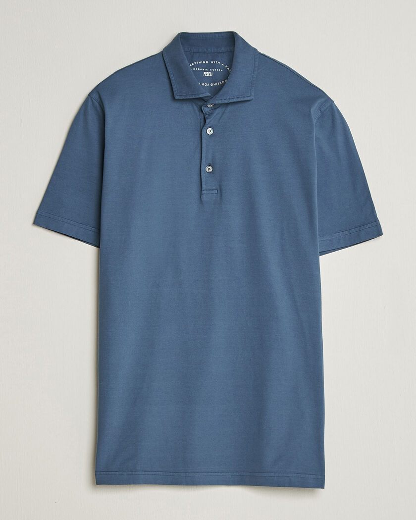 Fedeli Zero Organic Cotton Polo Steel Blue – Sininen