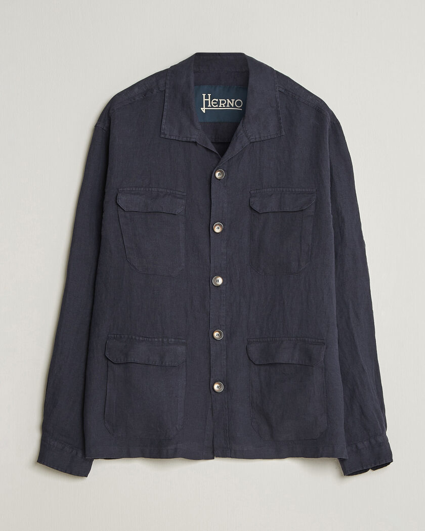Herno Linen Safari Jacket Navy – Sininen