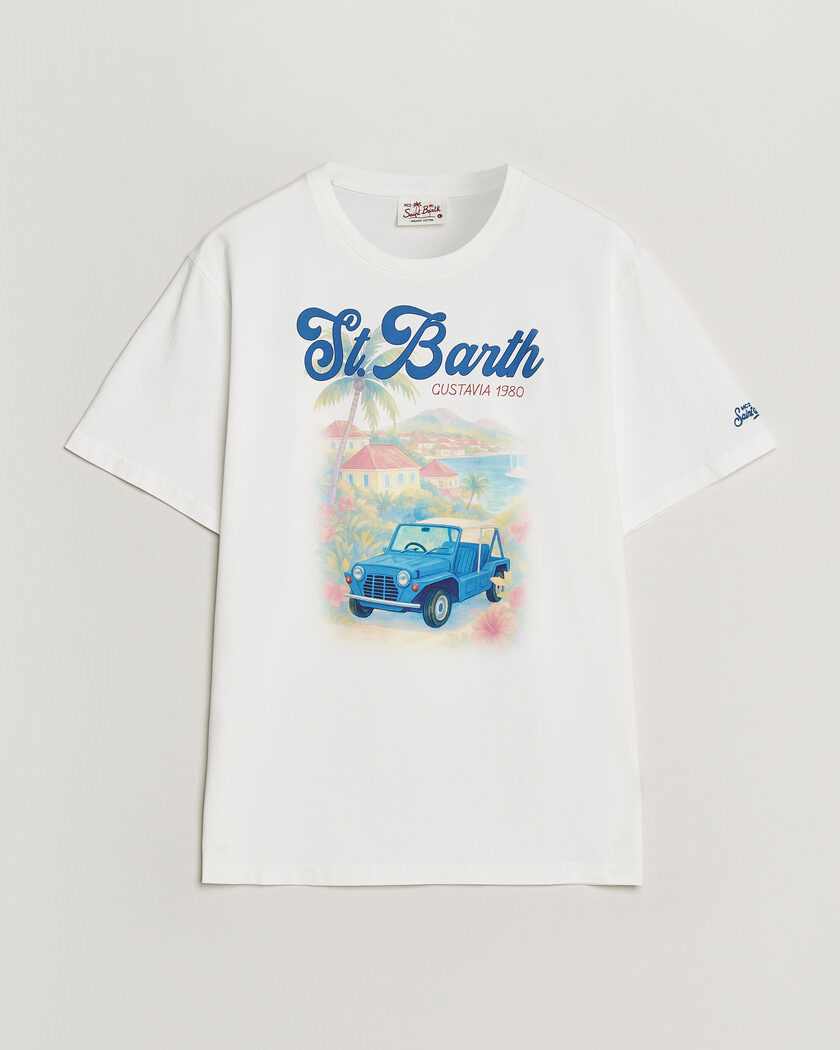 MC2 Saint Barth Printed Cotton T-Shirt Ibiscus Car – Valkoinen