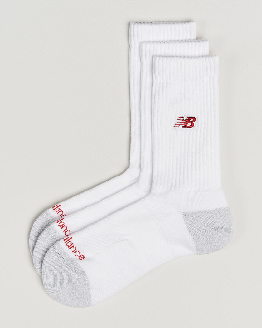New Balance 3-Pack Active Premium Crew Socks White – Valkoinen