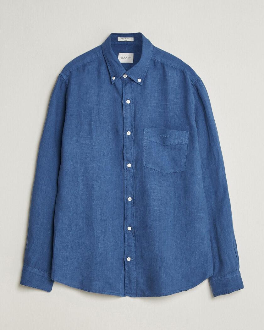 Gant Regular Fit Garment Dyed Linen Shirt Vintage Blue – Sininen