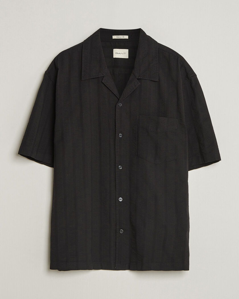 GANT Relaxed Fit Dobby Striped Camp Shirt Black – Musta