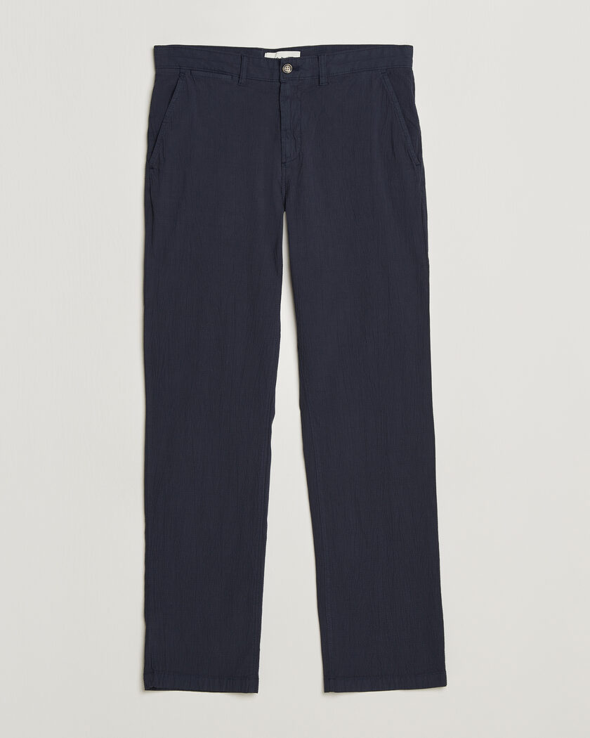 Gant Regular Fit Garment Dyed Seersucker Pants Evening Blue – Sininen
