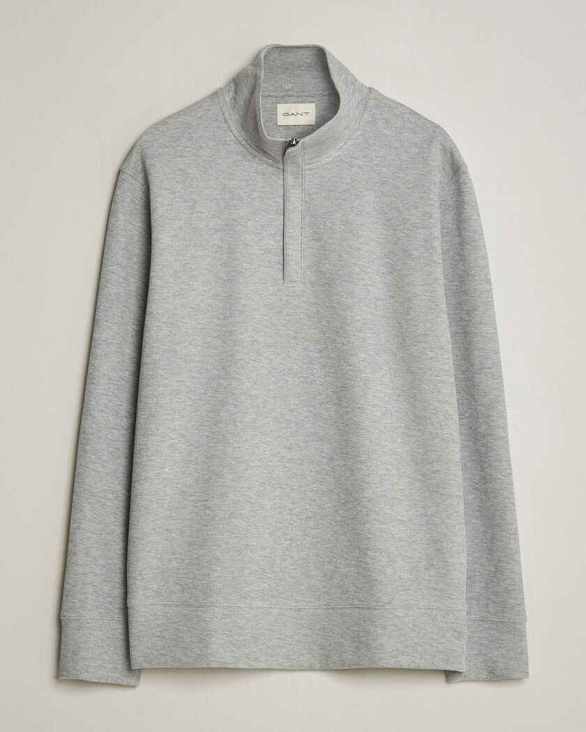 Gant Light Sacker Rib Half Zip Grey Melange – Harmaa