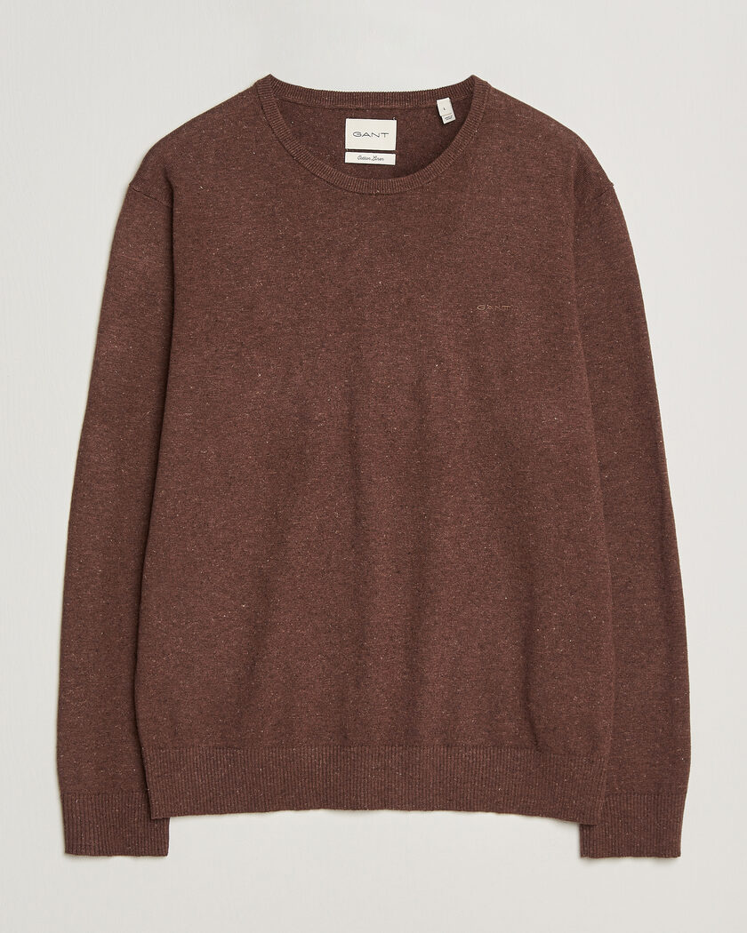 Gant Cotton/Linen Slub Knitted Sweater Hazelnut Melange – Ruskea
