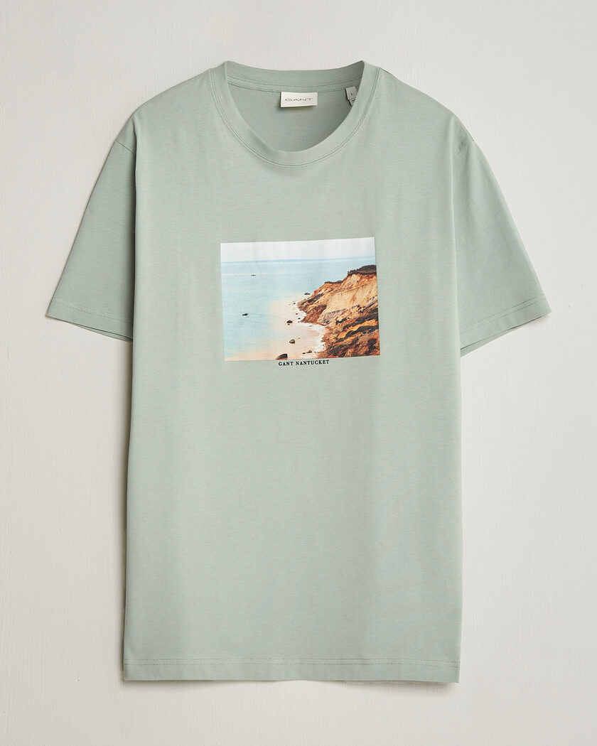 GANT Scenery Graphic Crew Neck T-Shirt Ceramic Grey – Vihreä