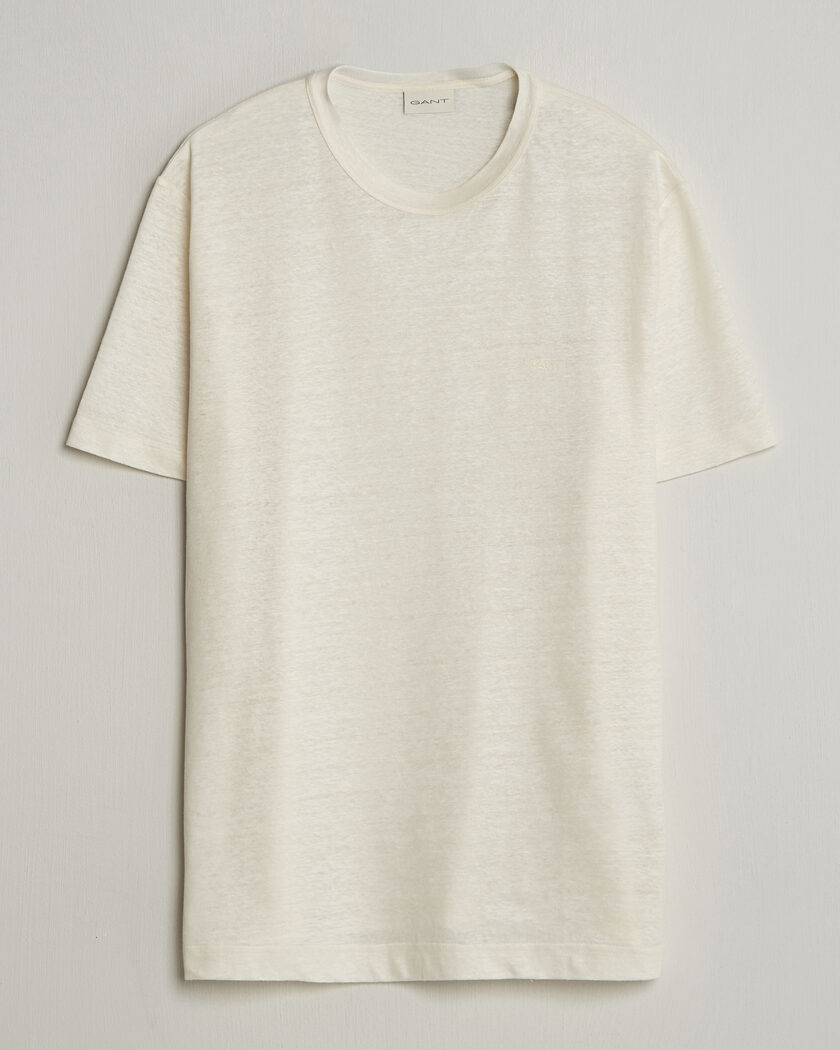 Gant Linen T-Shirt Creamed White – Valkoinen