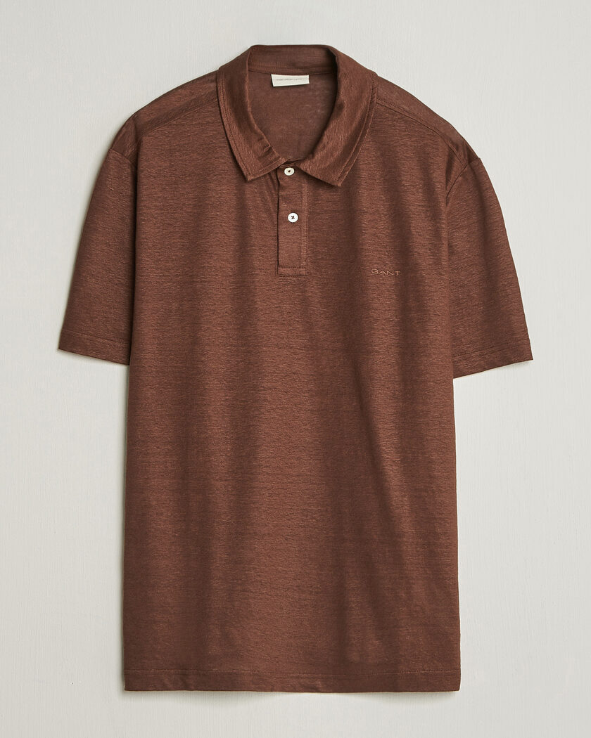  GANT Linen Polo Mahogany Brown – Ruskea
