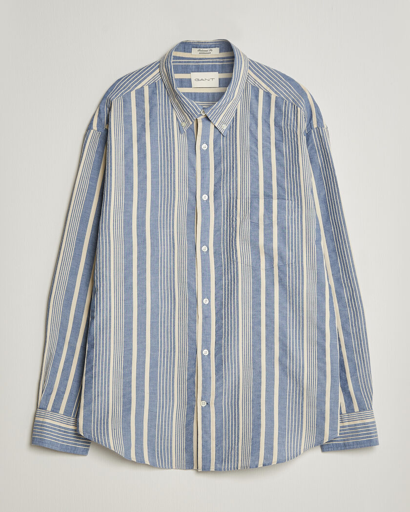 Gant Relaxed Fit Seersucker Striped Shirt Vintage Blue – Sininen