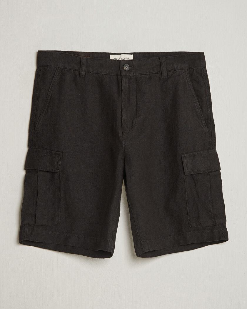 Gant Regular Fit Linen Cargo Shorts Ebony Black – Musta