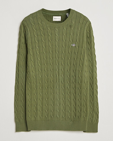 GANT Cotton Cable Crew Neck Pullover Dry Herb Green – Vihreä