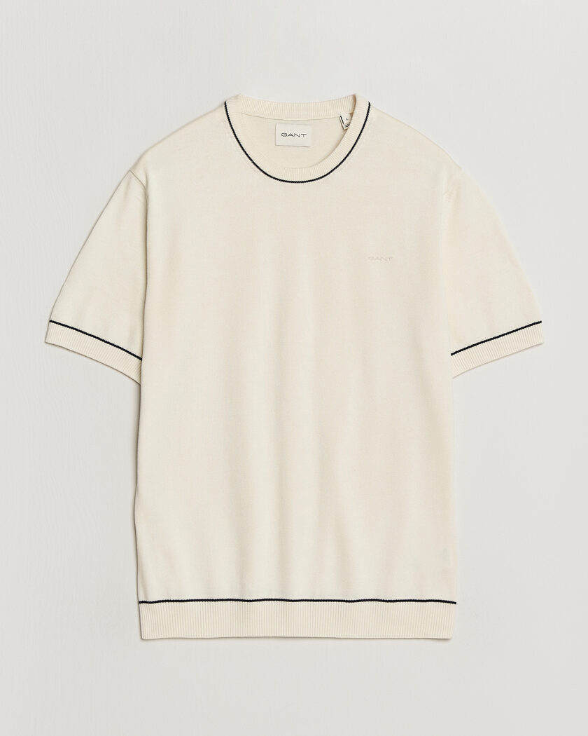 Gant Cotton/Model Knitted T-Shirt Cream – Valkoinen