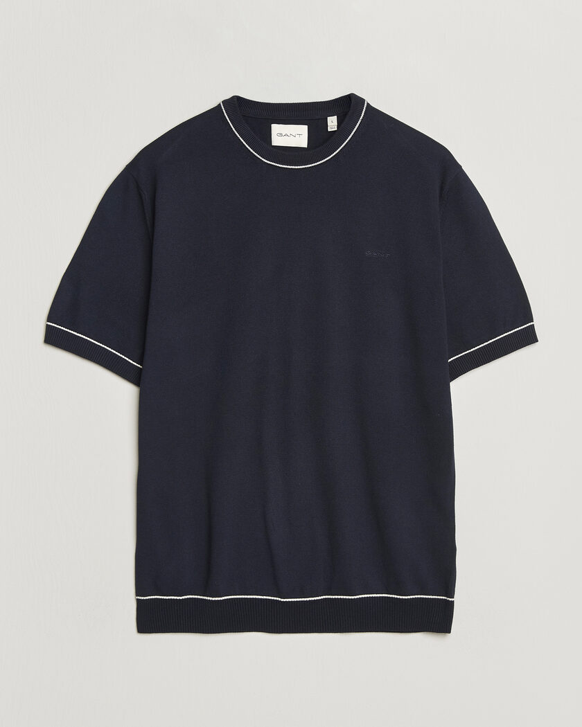 Gant Cotton/Model Knitted T-Shirt Evening Blue – Sininen