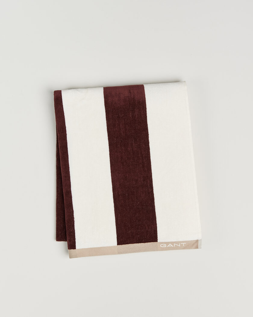 GANT Striped Beach Towel Fresh Soil – Ruskea