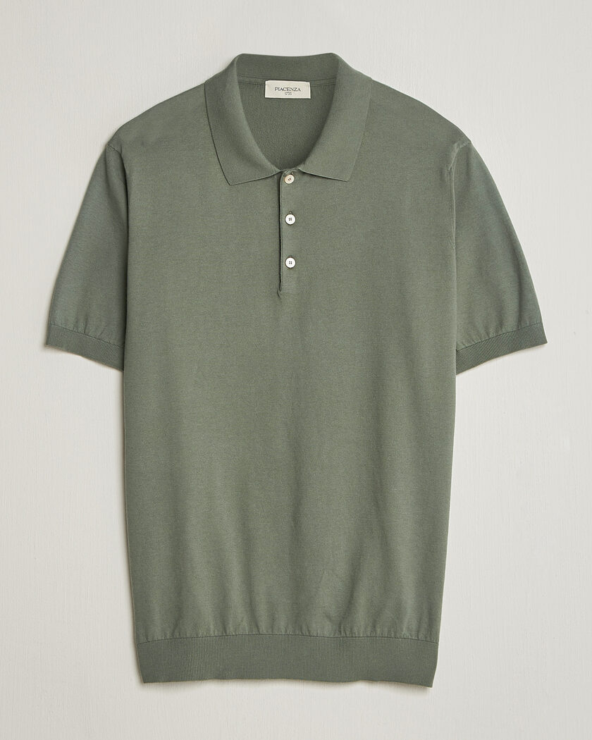 Piacenza Cashmere Short Sleeve Knitted Polo Sage – Vihreä