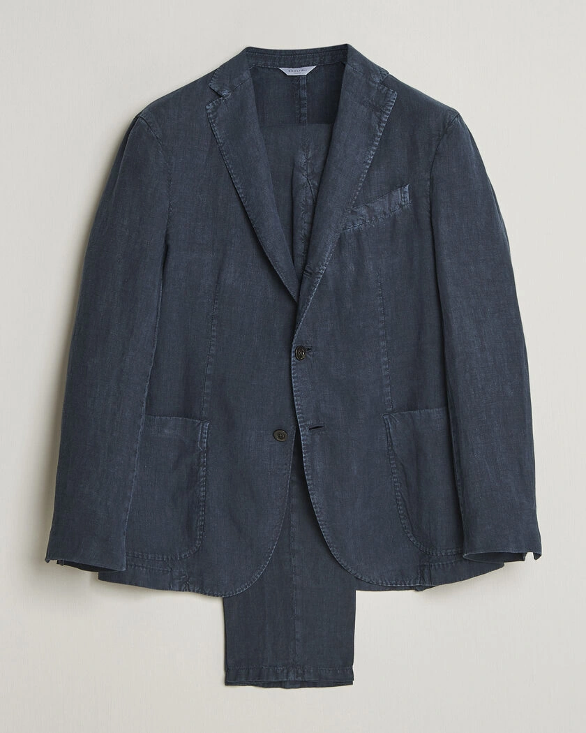 Boglioli K Jacket Linen Suit Navy – Sininen