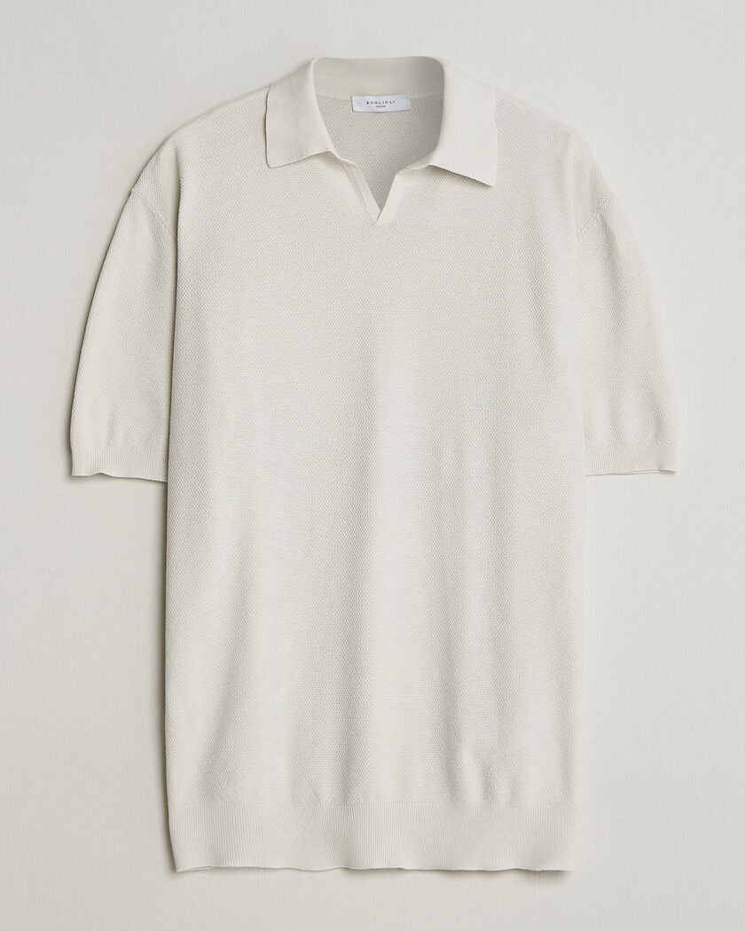 Boglioli Short Sleeve Polo Piquet Off White – Valkoinen