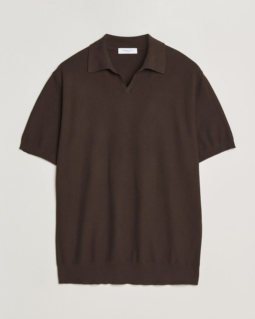Boglioli Short Sleeve Polo Piquet Brown – Ruskea