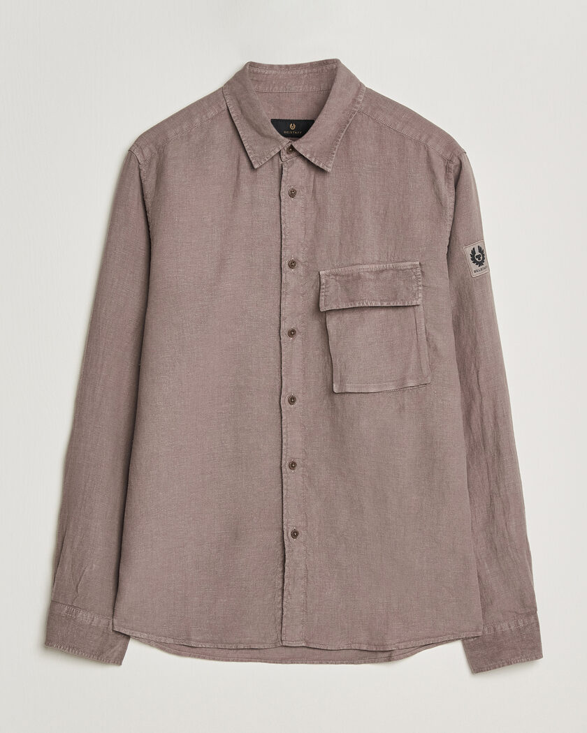 Belstaff Scale Linen Shirt Asphalt  – Ruskea