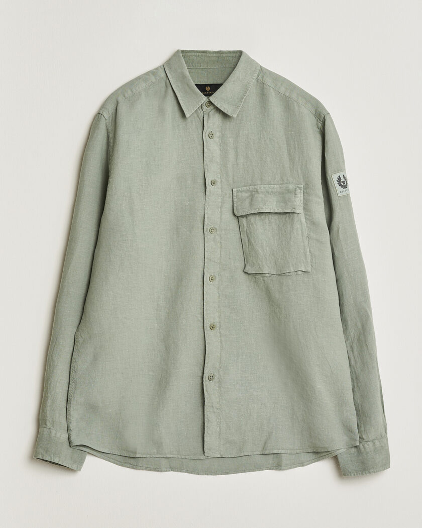 Belstaff Scale Linen Shirt Lichen – Vihreä