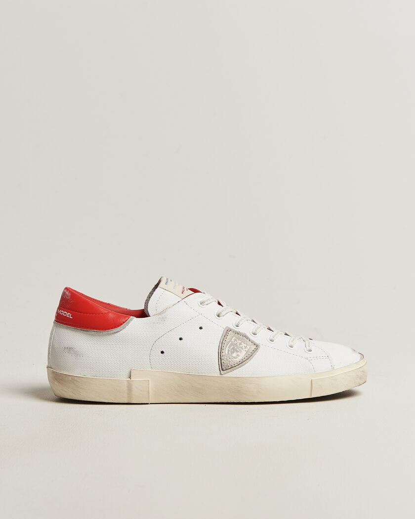 Philippe Model PRSX Low Top Canvas Mix Sneaker White/Red – Valkoinen