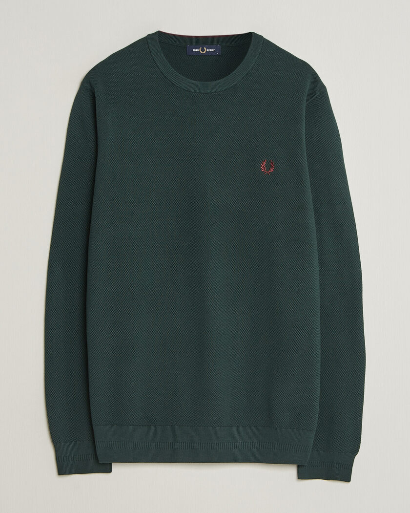 Fred Perry Piqué Stitched Sweater Grassroots Green – Vihreä