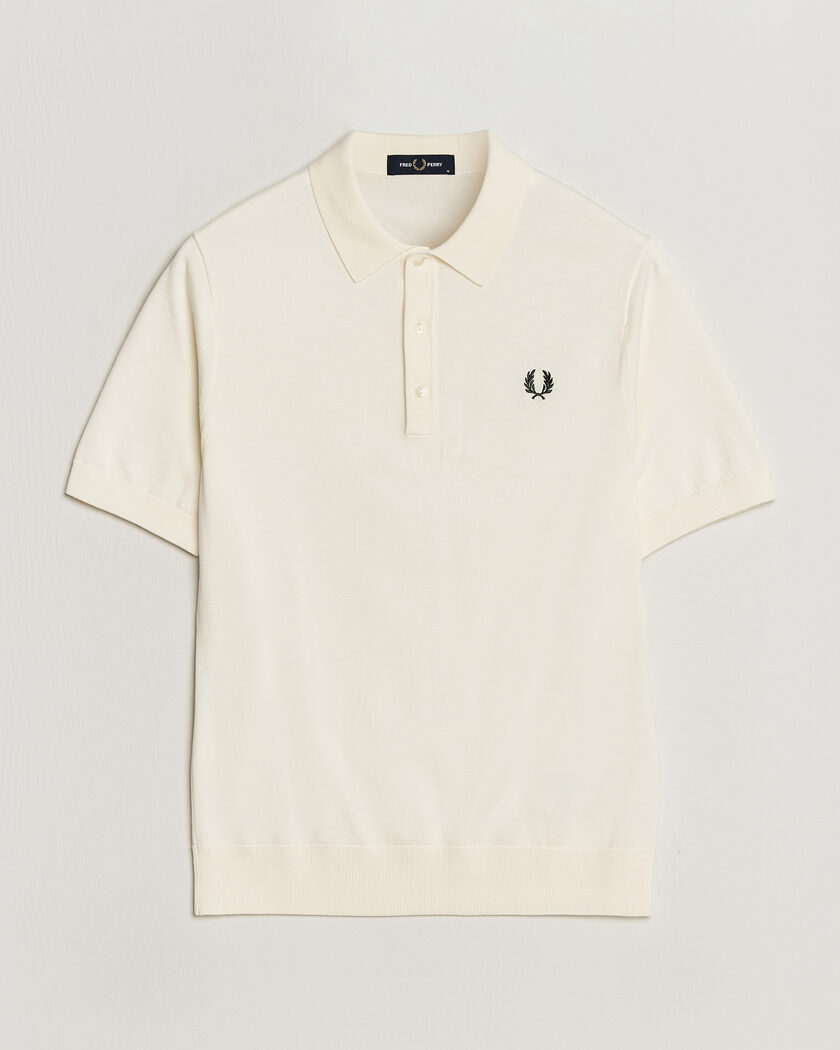 Fred Perry Cotton Knitted Polo Ecru – Valkoinen