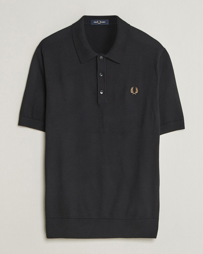  Fred Perry Cotton Knitted Polo Black – Musta