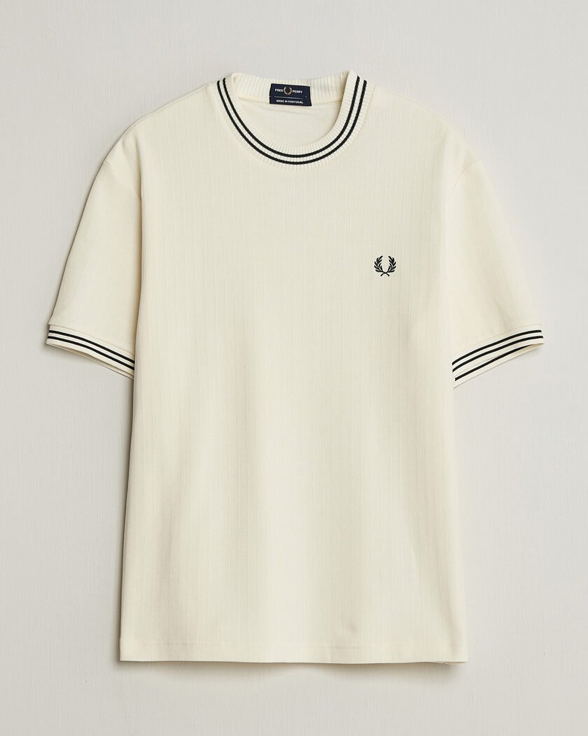Fred Perry Rib Knitted T-Shirt Ecru – Valkoinen