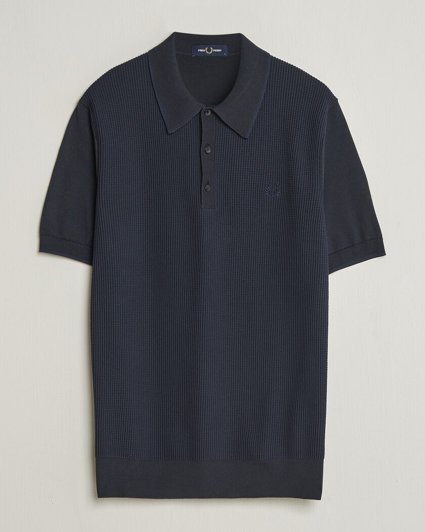 Fred Perry Waffle Knitted Polo Navy – Sininen