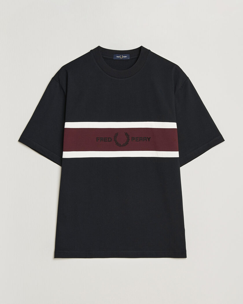 Fred Perry Embroidered Paneled T-Shirt Black – Musta