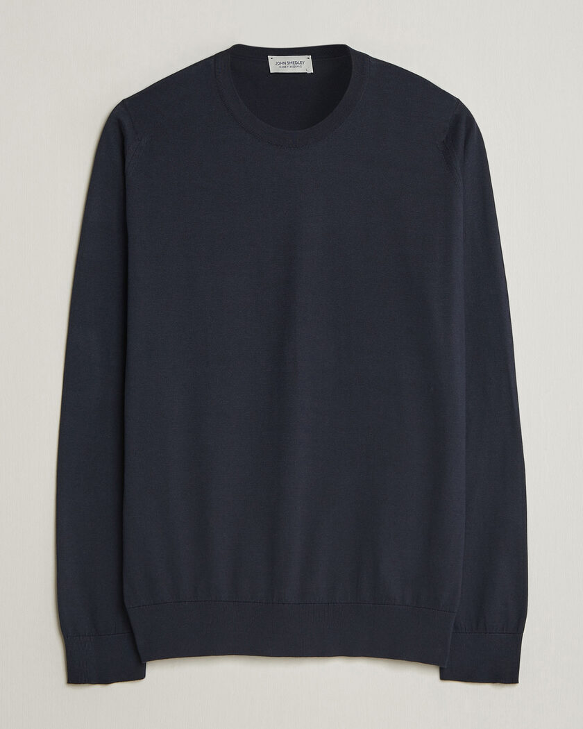 John Smedley Rowland Sea Island Crew Neck Pullover Navy – Sininen