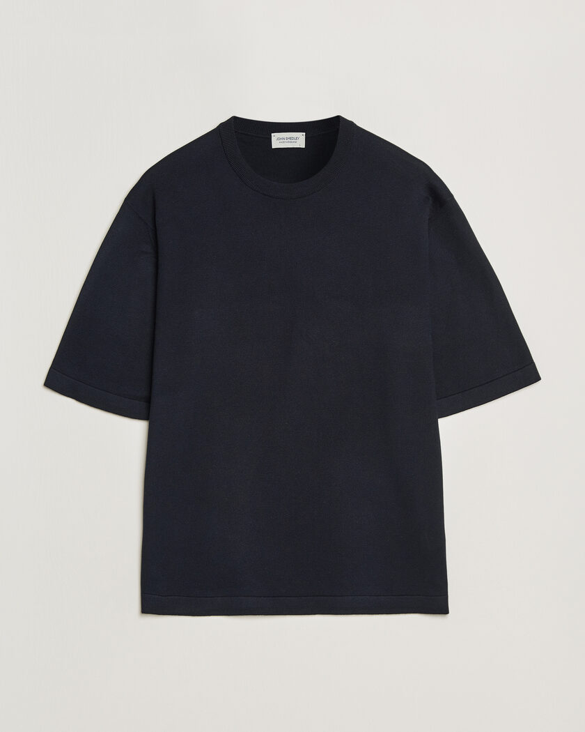 John Smedley Tindall Sea Island Cotton T-Shirt Navy – Sininen