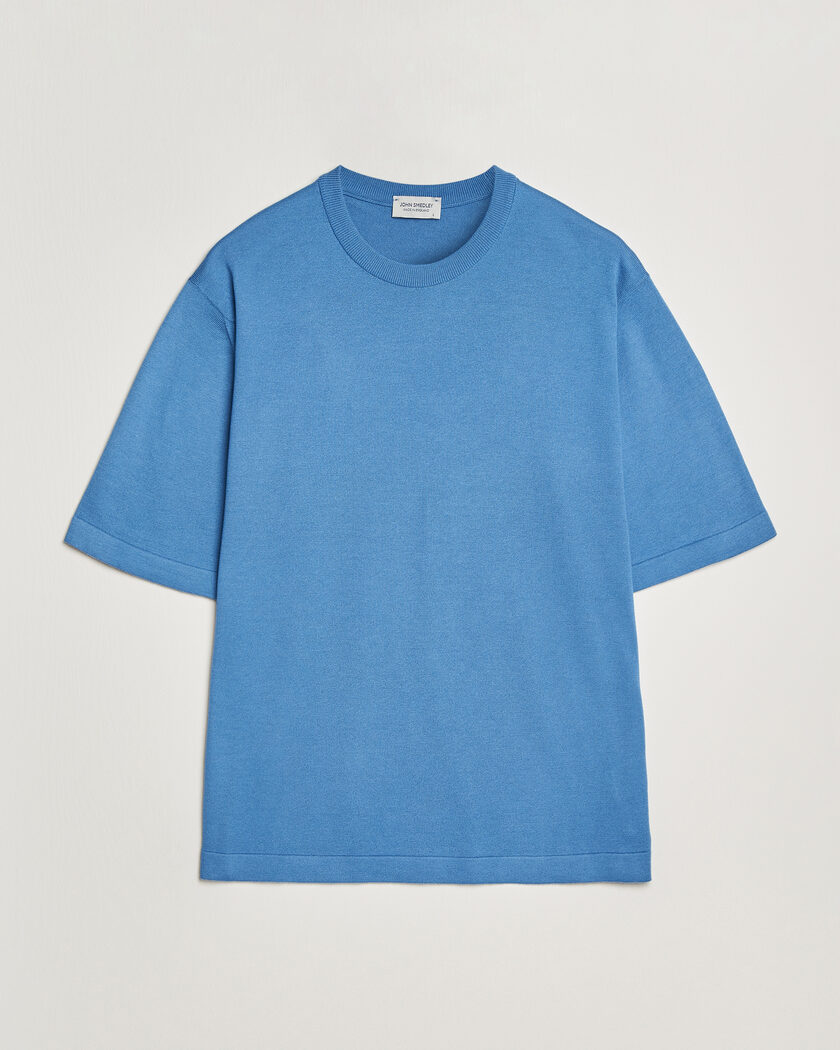 John Smedley Tindall Sea Island Cotton T-Shirt Skye Blue – Sininen
