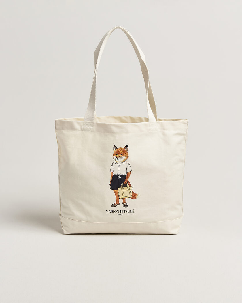 Maison Kitsuné Dressed Fox Totebag Ecru – Valkoinen