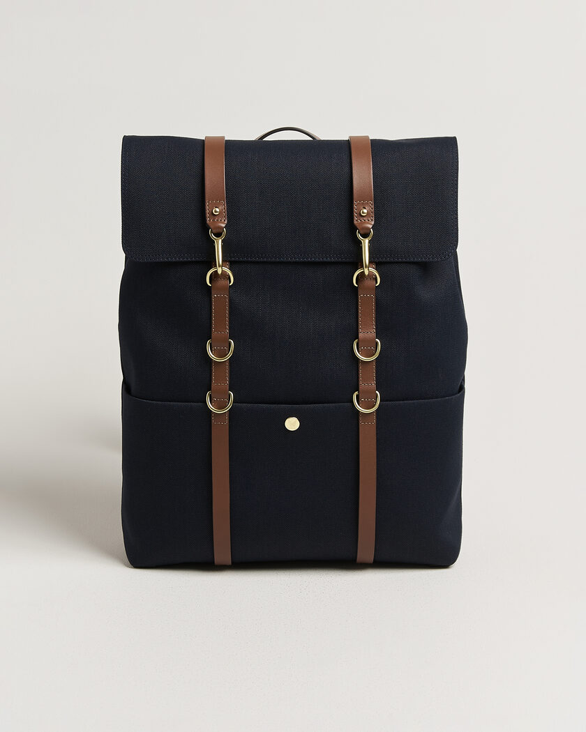 Mismo M/S Nylon Backpack Deep Sea Blue/Cuoio – Sininen