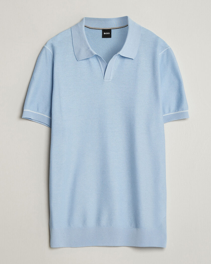 BOSS BLACK Narciso Knitted Polo Light Blue – Sininen