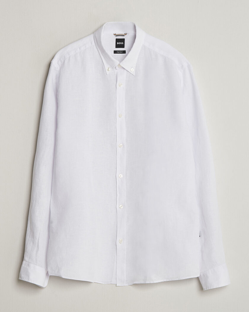 BOSS BLACK Liam Linen Shirt White – Valkoinen