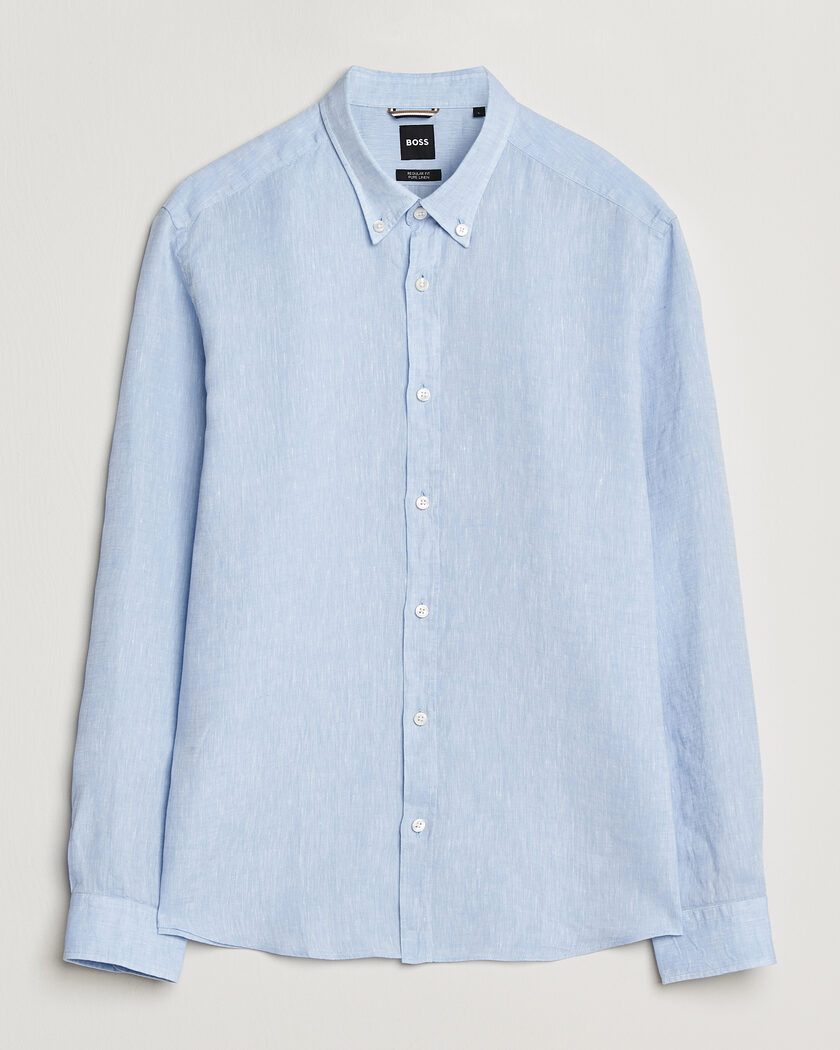 BOSS BLACK Liam Linen Shirt Light Blue – Sininen