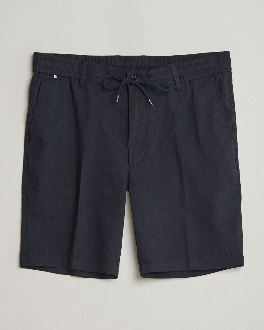 BOSS BLACK Kane Linen Drawstring Shorts Dark Blue – Sininen
