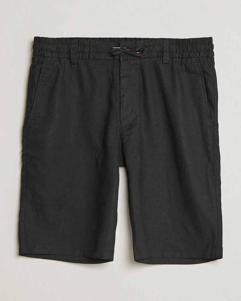 BOSS ORANGE Tapered Linen Drawstring Shorts Black – Musta