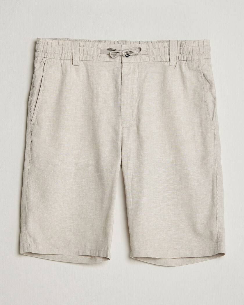 BOSS ORANGE Tapered Linen Drawstring Shorts Open Grey – Harmaa