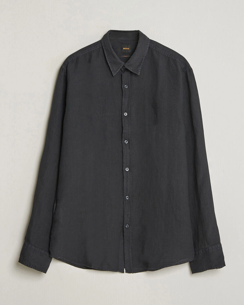 BOSS ORANGE Relegant Linen Shirt Black – Musta