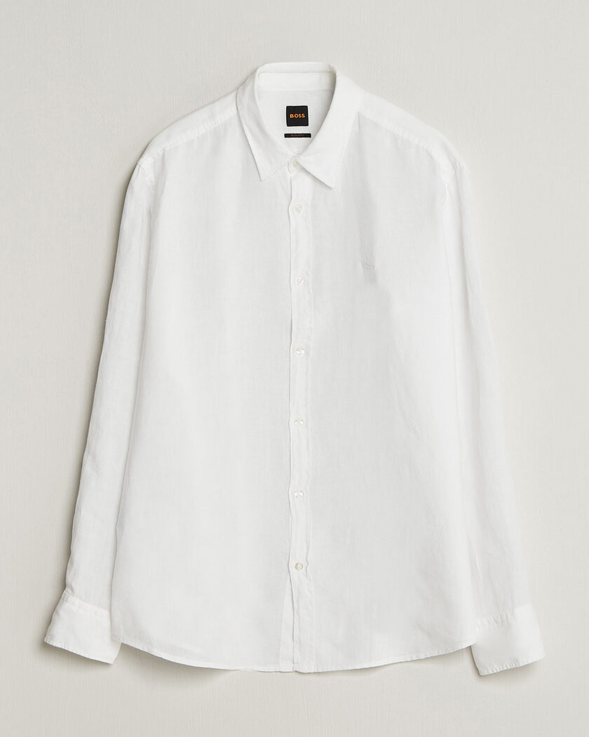 BOSS ORANGE Relegant Linen Shirt White – Valkoinen