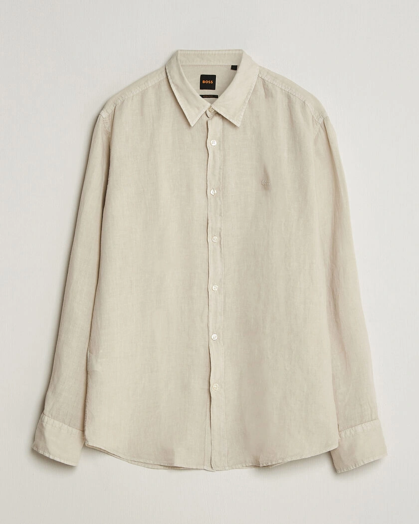 BOSS ORANGE Relegant Linen Shirt Light Beige – Beige
