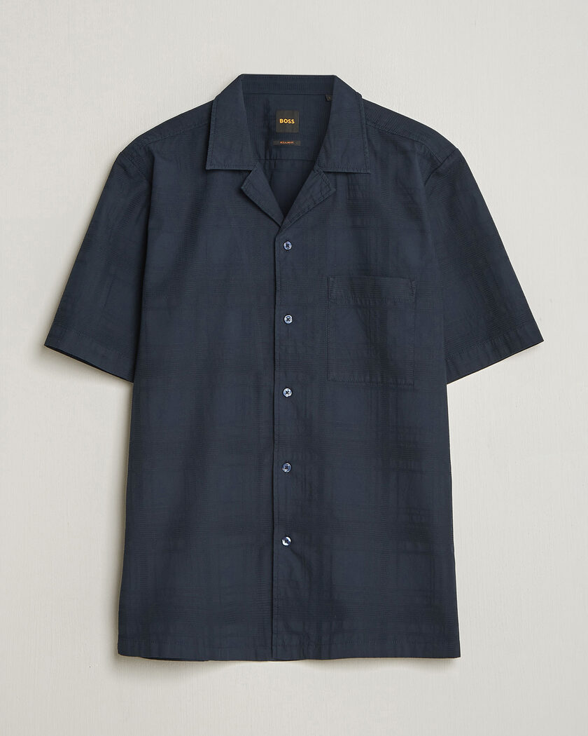 BOSS ORANGE Rayer Cotton Resort Shirt Dark Blue – Sininen