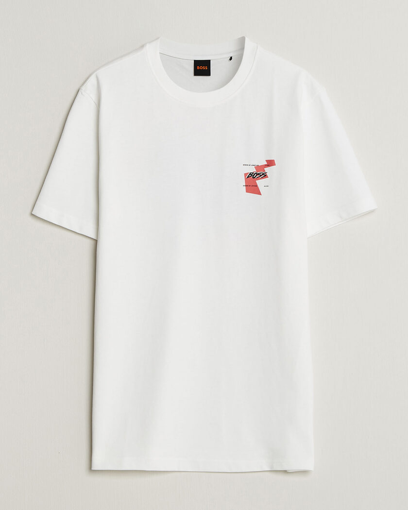BOSS ORANGE Movement Printed Crew Neck T-Shirt Natural – Valkoinen