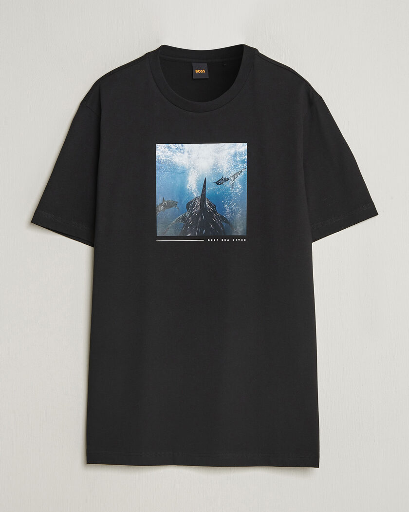 BOSS ORANGE Creature Printed Crew Neck T-Shirt Black – Musta