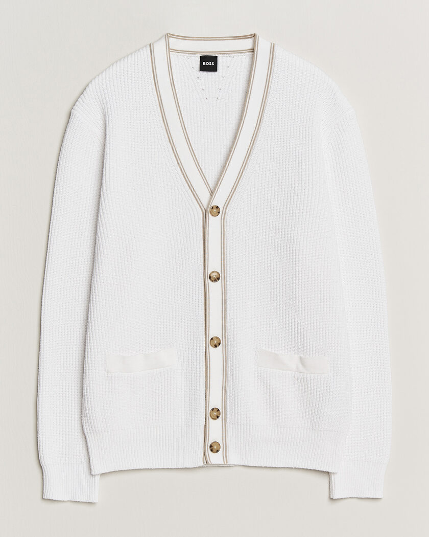 BOSS BLACK Napoli Knitted Cardigan White – Valkoinen